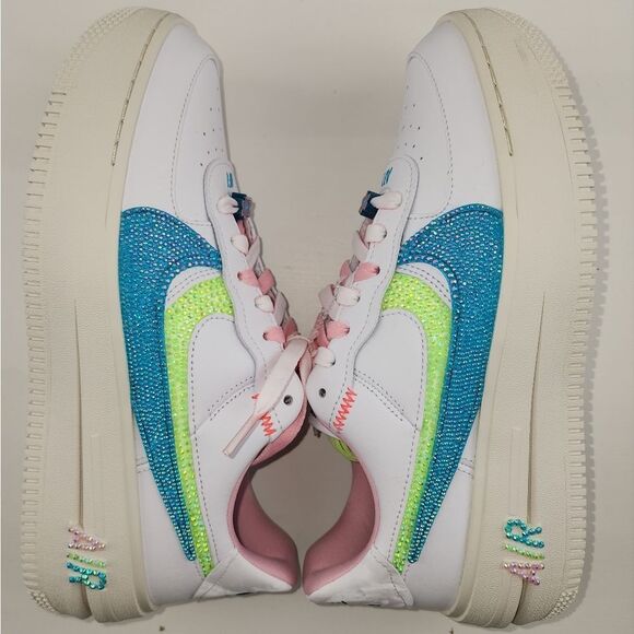 NIKE air force 1 platform pastel custom rhinestone bling sneakers shoes low top - Picture 2 of 11
